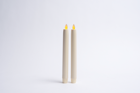 8.5" Ivory Led Taper Set 2