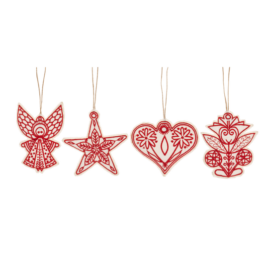 Stiched Holiday Red/White Ornament