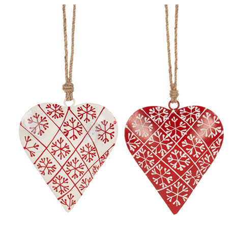 Metal Heart Snowflake Ornament