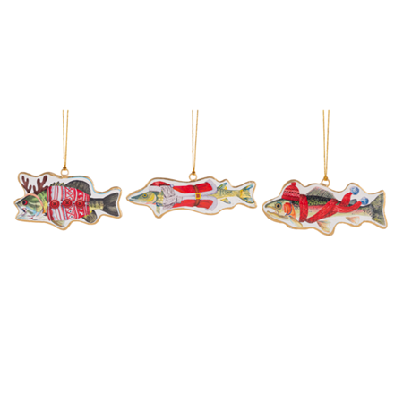 Metal Holiday Fish Ornament
