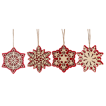 Felt and Wood Snowflake Ornament