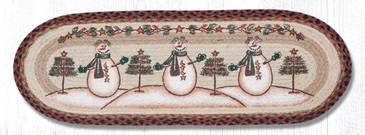 13X36 Snowman Star Moon Jute Runner