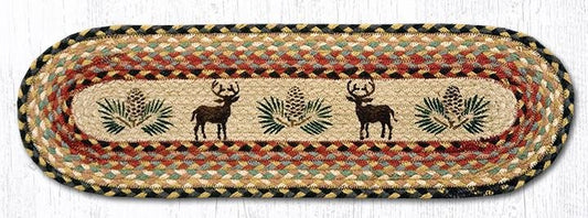 Deer/Pinecone 27 X 8.25 Jute Oval