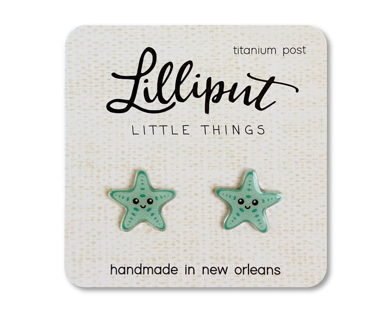Aqua Starfish Earrings